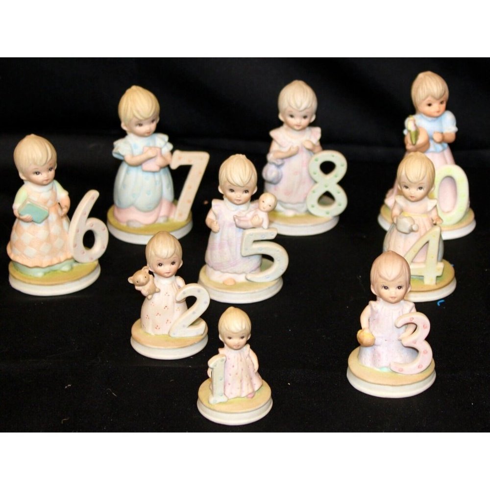 Lefton China Christopher Collection Birthday Growing Girls Age 1-10 Young Flower